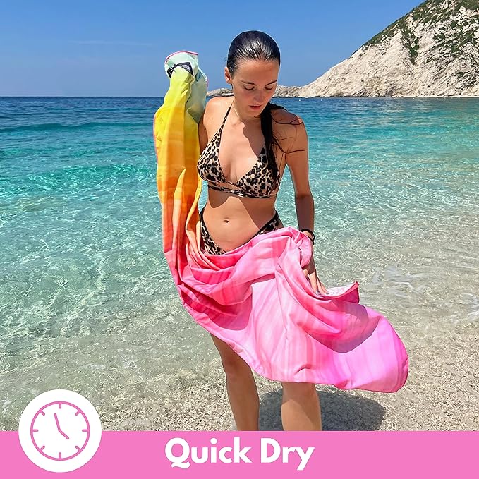 ECCOSOPHY Microfiber Beach Towel - Sand Free Towels are Quick Dry, Light Weight, Super Absorbent - Perfect Pool, Travel, Cruise, Camping Essentials - Oversized Extra Large for Adults 71x35 in