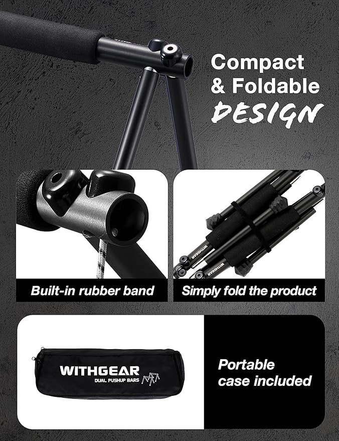 Push Up Bar – Folding Dip Bar for Home Workout, Lightweight & Portable Strength Training Equipment for Men & Women, Indoor & Outdoor Use (Hawk)