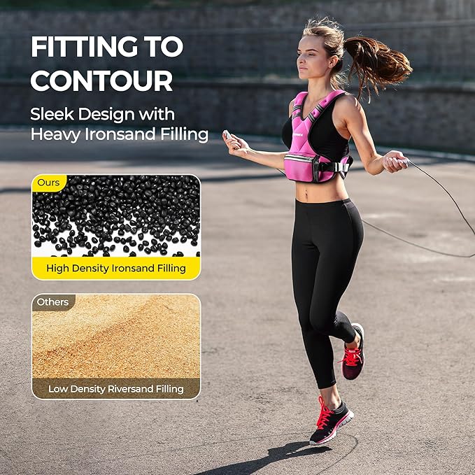 PACEARTH Adjustable Weight Vest 4-10lbs / 11-20lbs / 20-32lbs X-Shape Weighted Vest for Women and Men, Home Workout Ironsand Vest with Zipper Pouch and 6 Weight Packs, Available in Pink, Gray, Black