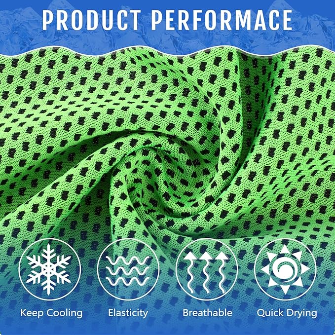 Hosuly 150 Pack Cooling Towels Bulk 40 x 12 Inch Large Chilly Breathable Sweat Sports Cold Towels Sublimation Microfiber Ice Neck Rags for Hot Weather Workout Baseball Softball Gym Team Gift(Green)