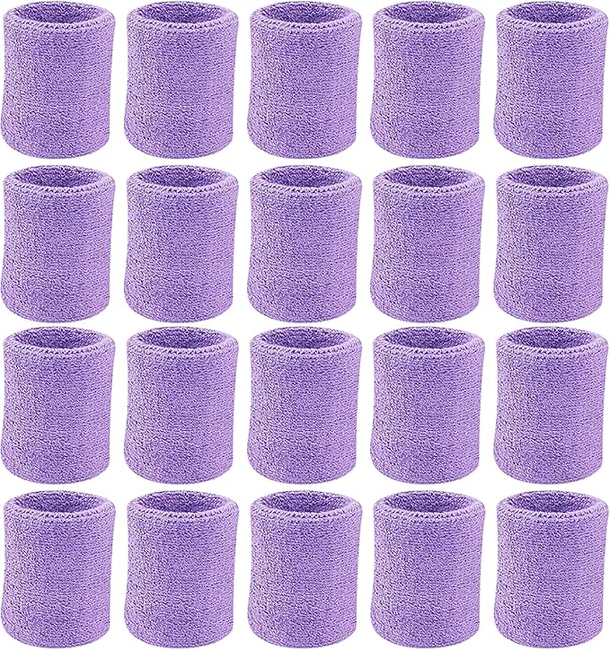 10 Pairs Sports Wristbands, Wrist Sweatbands for Men & Women, Stretchy & Sweat Absorbing Cotton Terry,Perfect for Basketball, Football, Tennis, Soccer, Running & Working Out
