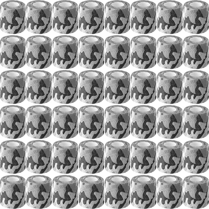 Treela 48 Pack Self Adhesive Wrap Bandage Bulk, 2 Inches x 5 Yards Self Adherent Cohesive Bandage Elastic Athletic Tape Breathable Wound Tape for Stretch Athletic Sports Wrist Ankle(Black Camo)