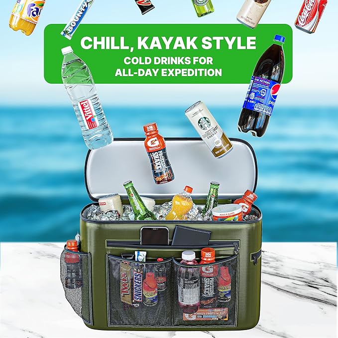 Skywin Kayak Cooler Behind Seat, Waterproof Cooler for Kayaking, Compatible with Lawn Chair Style Seats, Stores Drinks and Keeps Them Cool All Day