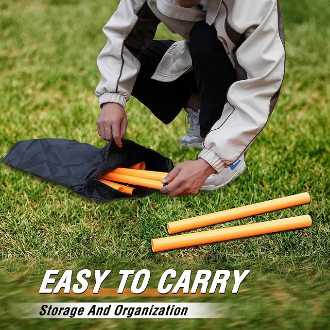 Hikeen Telescopic Length Soccer Poles Fixed & Collapsible Options Agility Training Hurdles and Football Obstacle for Teenager Soccer Training Outdoor Sports Speed Training Equipment