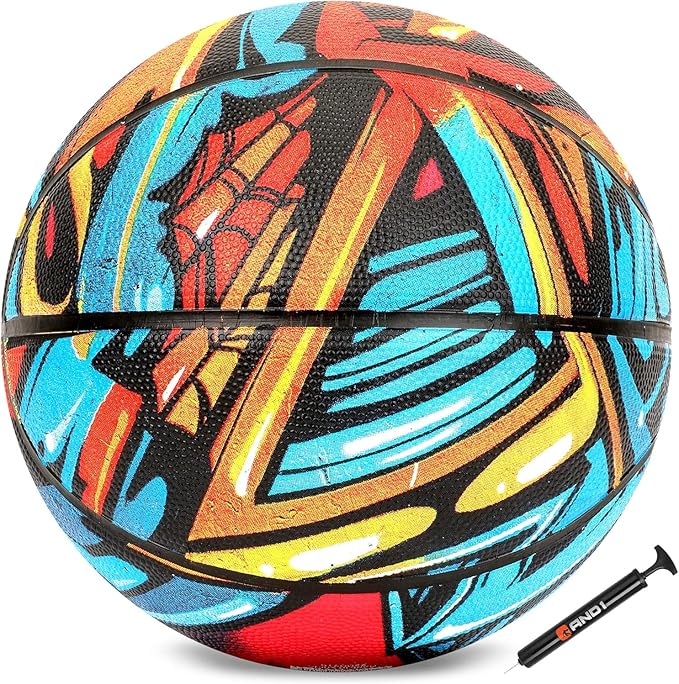 AND1 Supreme Grip Official Regulation Size 7 (29.5 inches) Rubber Basketball - Deep Channel Construction Streetball, Made for Indoor Outdoor Games