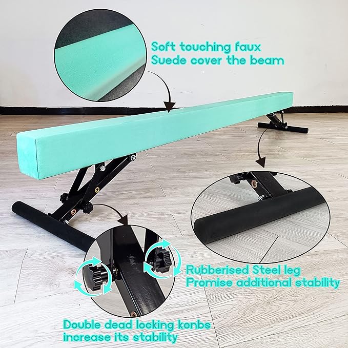 Adjustable Balance Beam Gymnastics Beam 8 FT Adjustable Height Beams for Kids, High and Low Floor Beams,Gymnastics Equipment for Kids Adults Training at Home and Gym Center