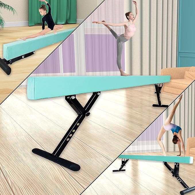 Adjustable Balance Beam Gymnastics Beam 8 FT Adjustable Height Beams for Kids, High and Low Floor Beams,Gymnastics Equipment for Kids Adults Training at Home and Gym Center