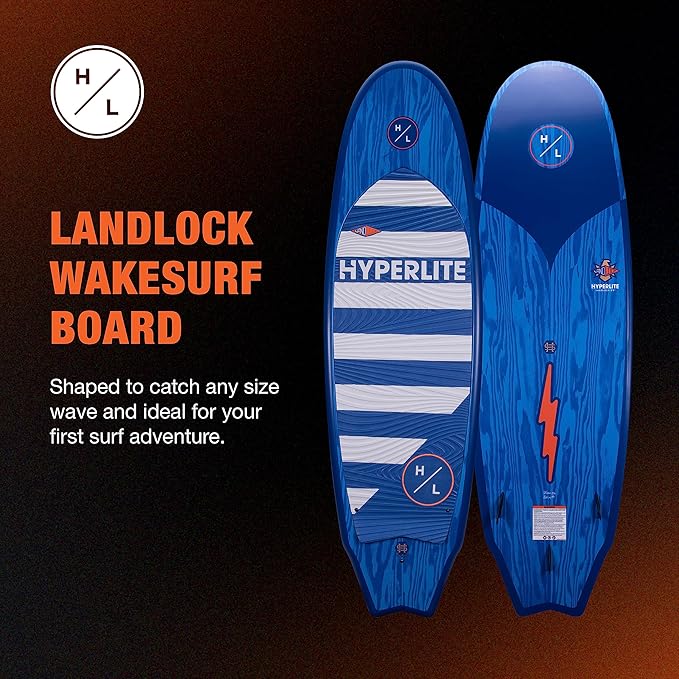 Hyperlite Landlock Wakesurf Board – Forgiving Longboard Style Wakesurf Board - Perfect for Beginners and Intermediate Riders or for Your First Surf Session