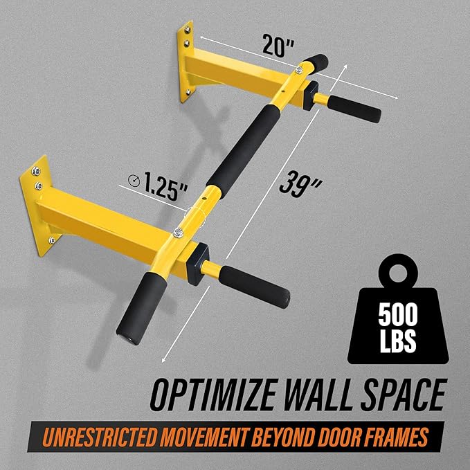 Yes4All Pull Up Bar Wall Mounted - Multifunctional Wall Mounted Pull Up Bar for Home Gym Workout Strength Training Equipment