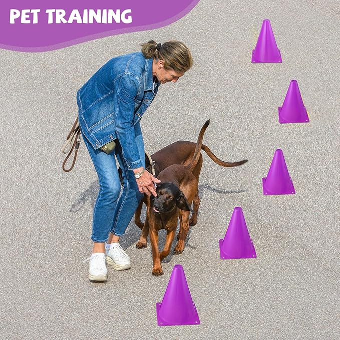 Reginary 40 Pieces 7 Inch Small Cones for Sports Football Bike Obstacle Training Cones Plastic Traffic Roadblock for Sports Skating Indoor Outdoor Activity Construction Party