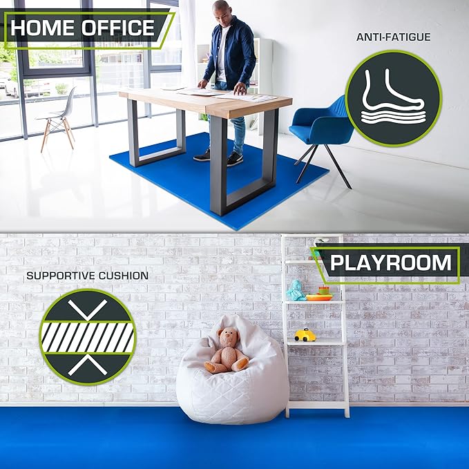 ProsourceFit Extra Thick Puzzle Exercise Mat 1", EVA Foam Interlocking Tiles for Protective, Cushioned Workout Flooring for Home and Gym Equipment, Blue 3-pack