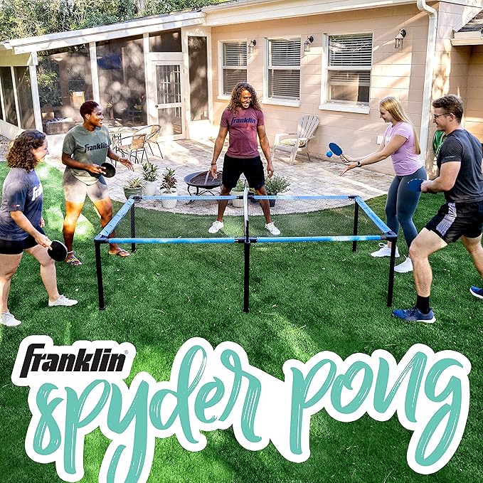 Franklin Sports Spyder Pong Tennis - Table Tennis, Volleyball + 4 Square - Includes Net, Table, Paddles + Ball