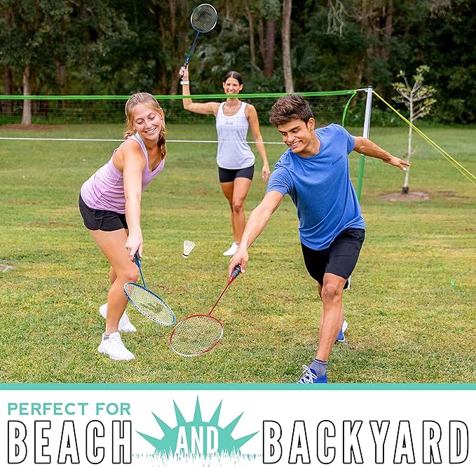 Franklin Sports Badminton Racket + Birdie Set - Replacement Badminton Equipment for Kids + Adults - 2 Player - 4 Player Badminton Racket Sets
