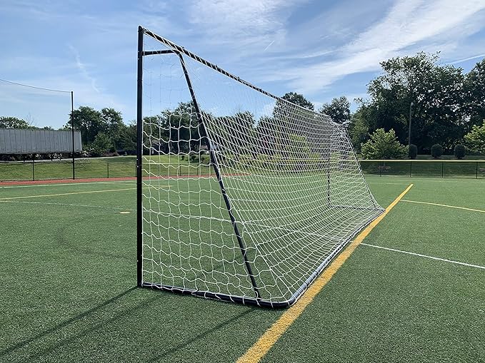 24 x 8 Ft.Regulation Size Soccer Goal w/Weatherproof HDPE Net. 50MM Diameter Industrial Grade Black Powder Coated Galvanized Steel. Portable 8x24 Foot Training Aid. ONE Year Warranty!