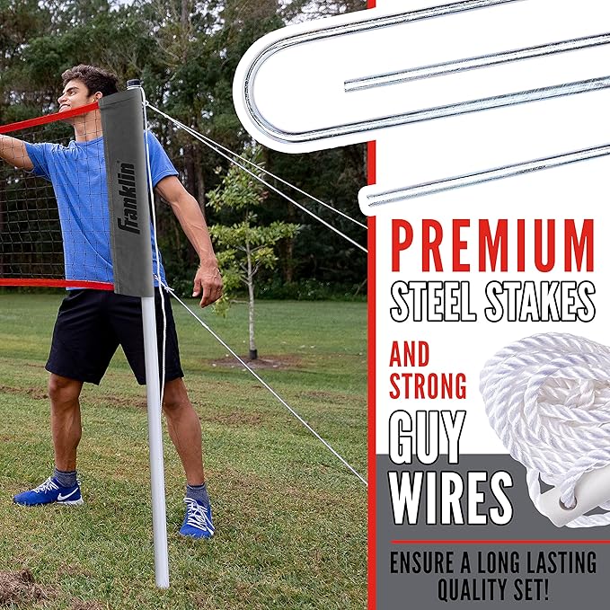 Franklin Sports Badminton Net Sets - Outdoor Backyard + Beach Badminton Net + Equipment Set - (4) Rackets + (2) Birdies + Portable Net Included - Adults + Kids Set