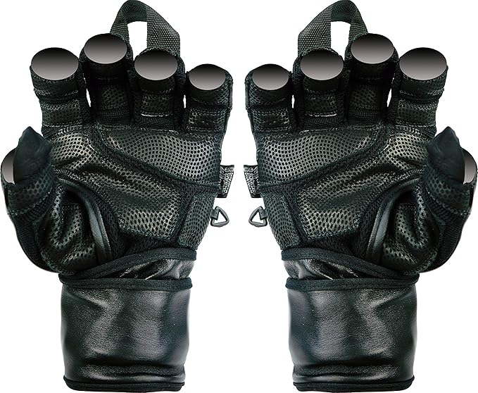 Epic Leather Gym Gloves with Built in 2" Wide Wrist Wraps Grip & Design for Weightlifting Power Lifting Bodybuilding & Strength Training Workout Exercises, Size : Large 8 1/8" - 8 1/2"