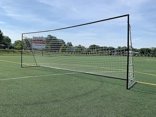 24 x 8 Ft.Regulation Size Soccer Goal w/Weatherproof HDPE Net. 50MM Diameter Industrial Grade Black Powder Coated Galvanized Steel. Portable 8x24 Foot Training Aid. ONE Year Warranty!
