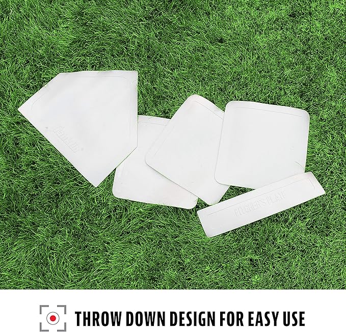 Franklin Sports MLB Throw Down Baseball Bases with Home Plate + Pitcher's Rubber - Backyard Rubber Base Set Perfect for Baseball, Teeball + Kickball