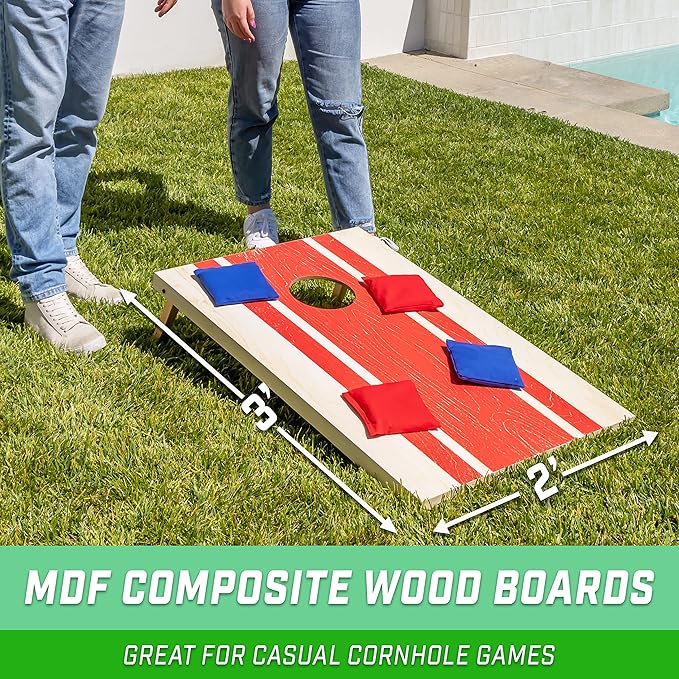 GoSports Portable Cornhole Sets, 8 Styles – Choose 4 x 2 ft or 3 x 2 ft - Boards Include 8 Bean Bags, Travel Case, and Game Rules