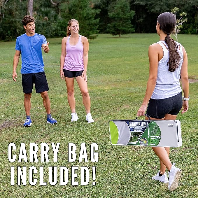 Franklin Sports Badminton Set - Portable Badminton Set - Adult and Kids Badminton Net - Perfect Backyard/Lawn Game - Includes 4 Badminton Racquets - Intermediate