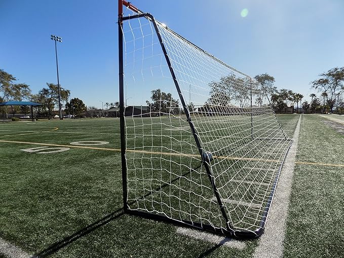 24 x 8 Ft.Regulation Size Soccer Goal w/Weatherproof HDPE Net. 50MM Diameter Industrial Grade Black Powder Coated Galvanized Steel. Portable 8x24 Foot Training Aid. ONE Year Warranty!