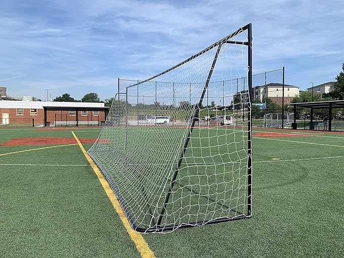 24 x 8 Ft.Regulation Size Soccer Goal w/Weatherproof HDPE Net. 50MM Diameter Industrial Grade Black Powder Coated Galvanized Steel. Portable 8x24 Foot Training Aid. ONE Year Warranty!