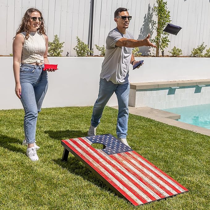 GoSports Portable Cornhole Sets, 8 Styles – Choose 4 x 2 ft or 3 x 2 ft - Boards Include 8 Bean Bags, Travel Case, and Game Rules