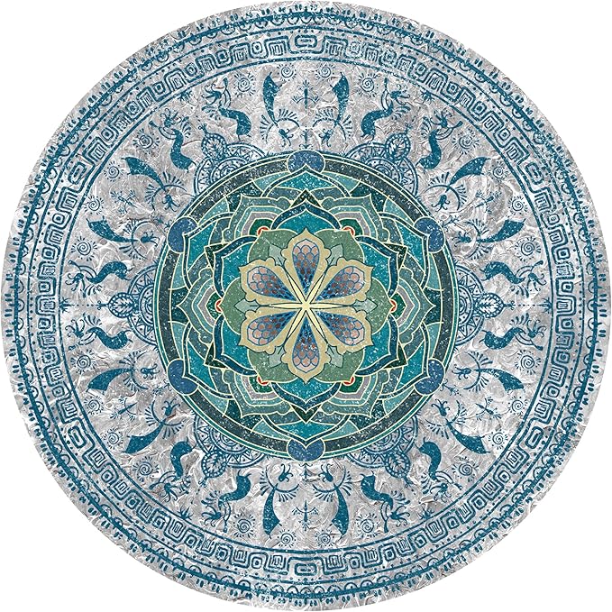 Knsbk Large Round Yoga Mat 4.6'X3.5mm for Exercise Premium Extra Thick, Ultra Comfortable, Non Slip, Meditation Mat