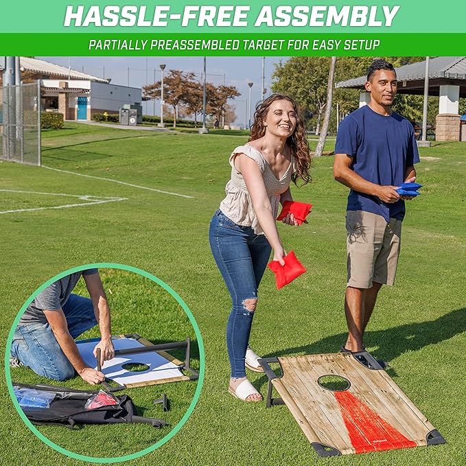 GoSports Portable Cornhole Game Sets – Premium Outdoor Lawn or Beach Toss Game for Kids and Adults