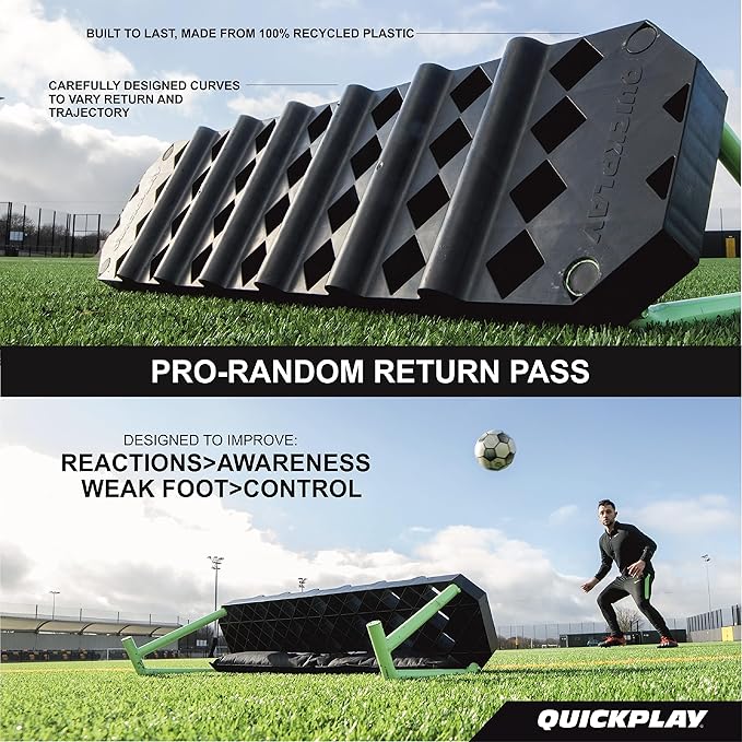 QUICKPLAY Replay Station Soccer Rebound Board - Portable Dual Surface Rebounder with Adjustable Angle - Soccer Training Equipment for Control, Passing Practice